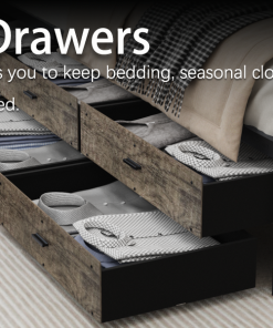 Queen Bed Frame with Storage Headboard and 12 Drawers