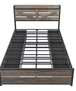 Queen Bed Frame with Storage Headboard and 12 Drawers