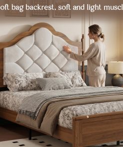 Queen Size Bed Frame With Upholstered Headboard