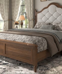 Queen Size Bed Frame With Upholstered Headboard