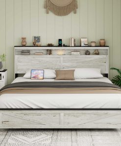 King Size Bed With Wooden Headboard