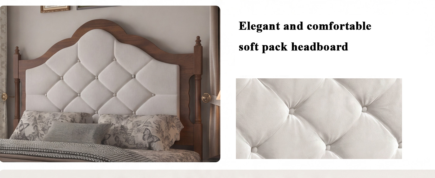 Queen Size Bed Frame With Upholstered Headboard