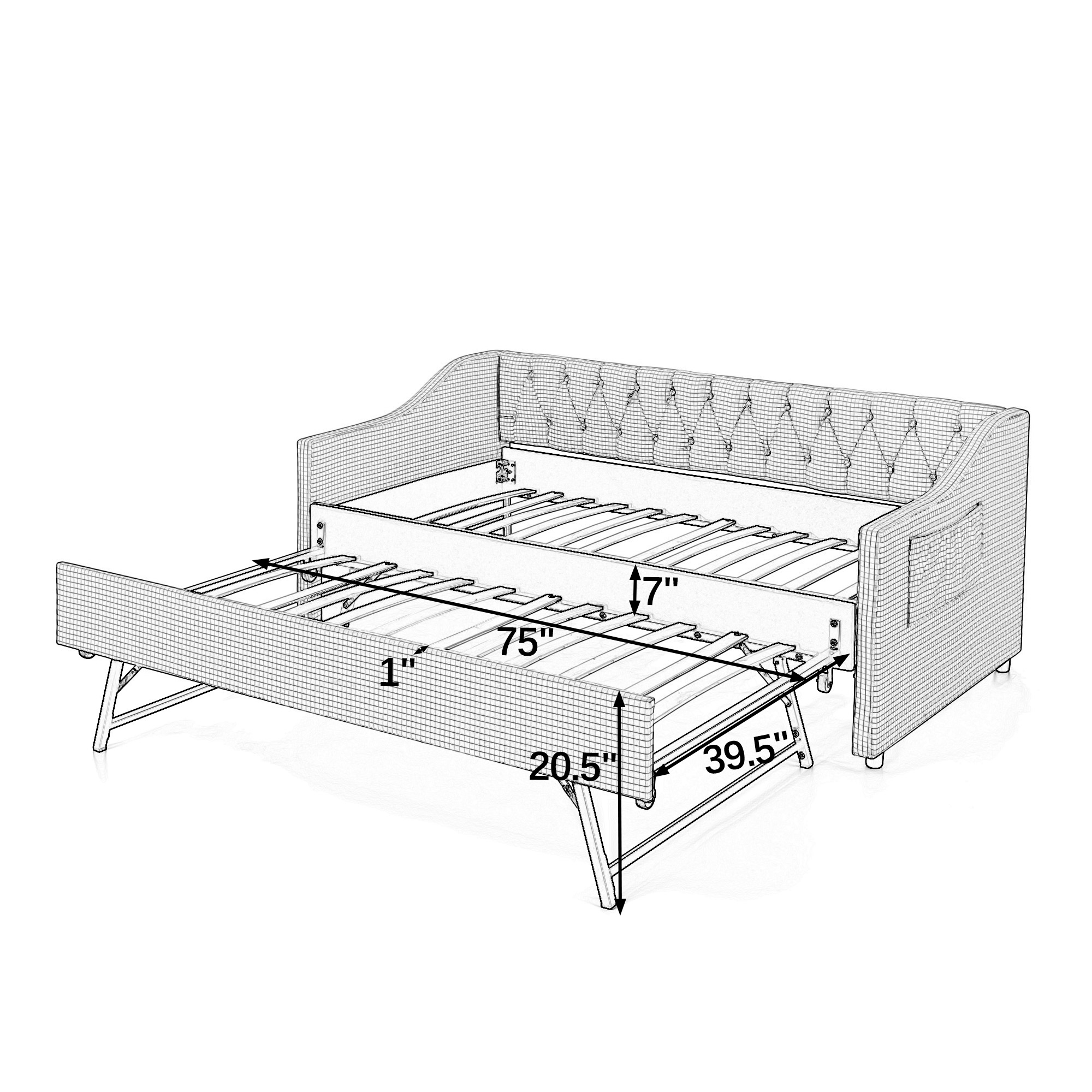 Twin‑Size Upholstered Convertible Daybed