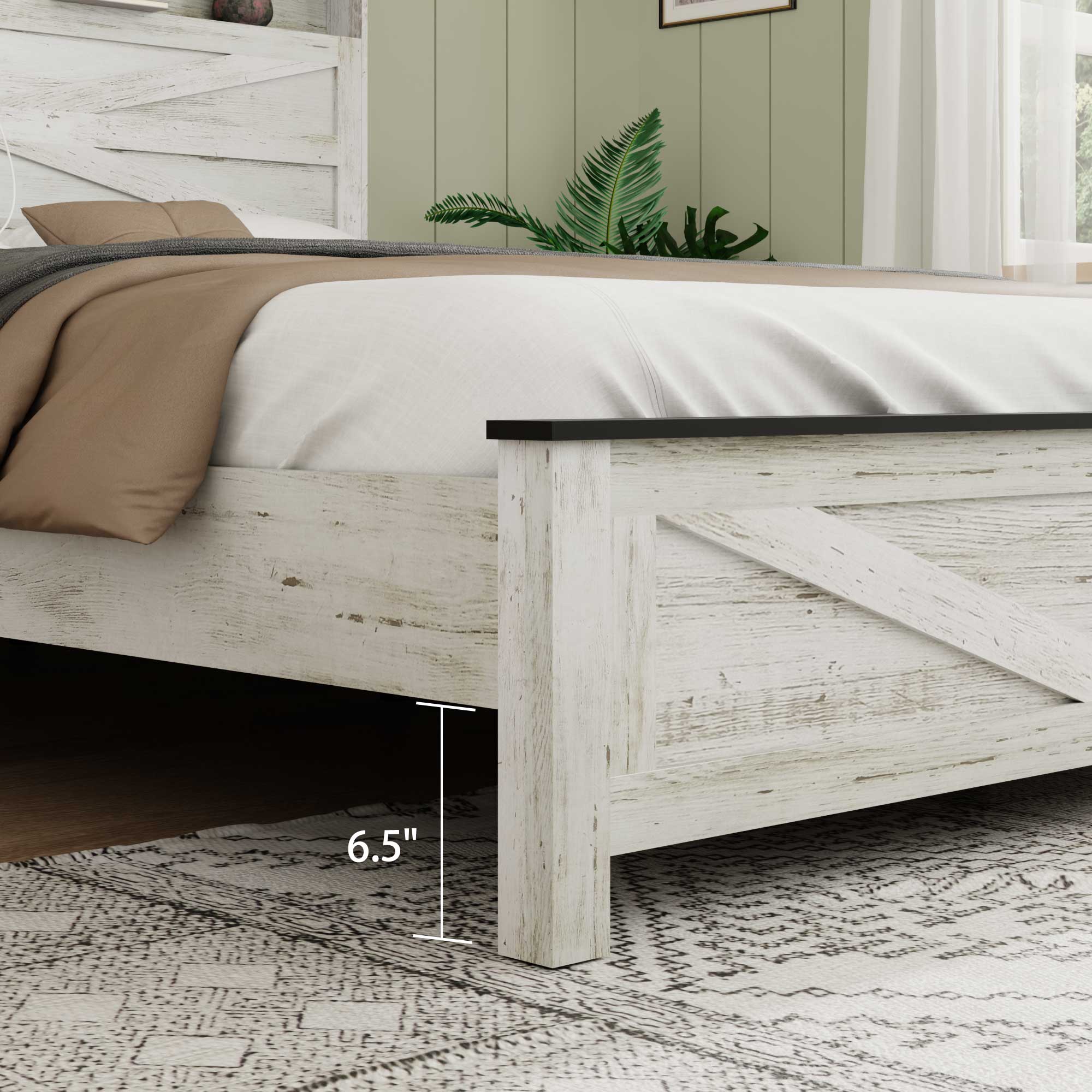 King Size Bed With Wooden Headboard