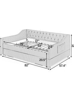 Full‑Size Upholstered Convertible Daybed