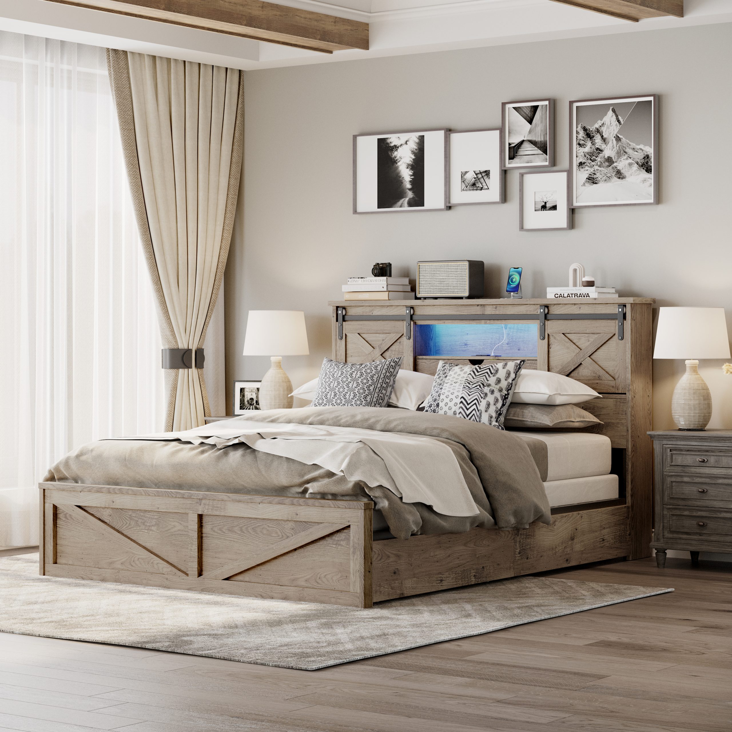 Queen Size Farmhouse Bed Frame - Image 9