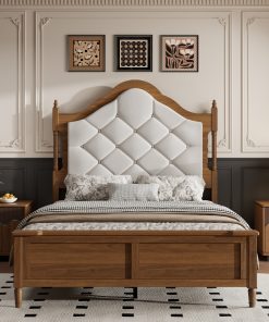 Full Size Bed Frame With Upholstered Headboard
