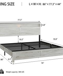 King Size Bed With Wooden Headboard