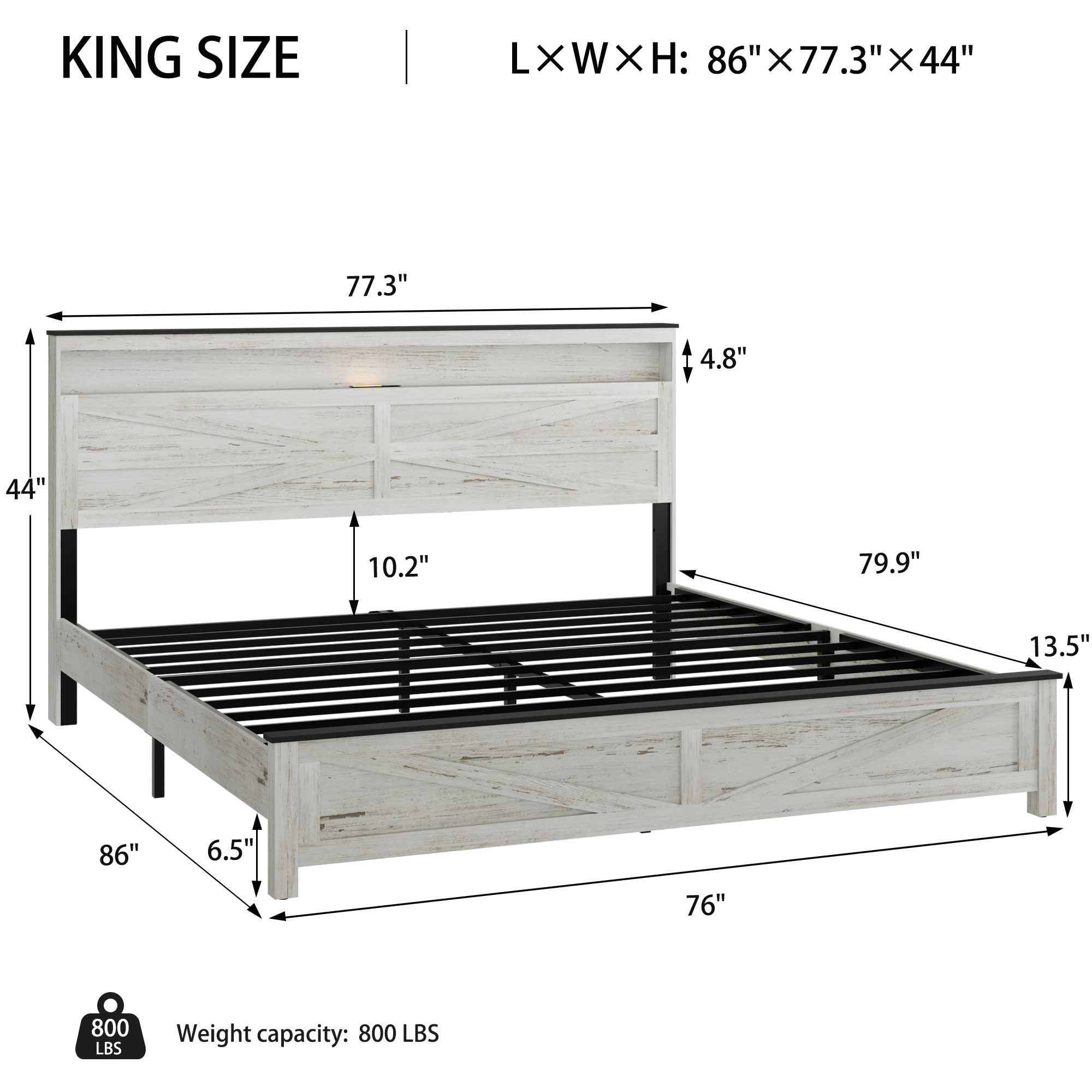 King Size Bed With Wooden Headboard
