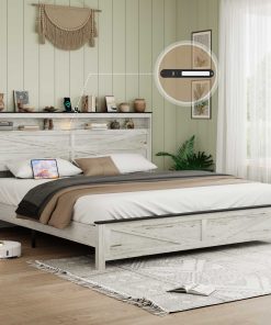 King Size Bed With Wooden Headboard