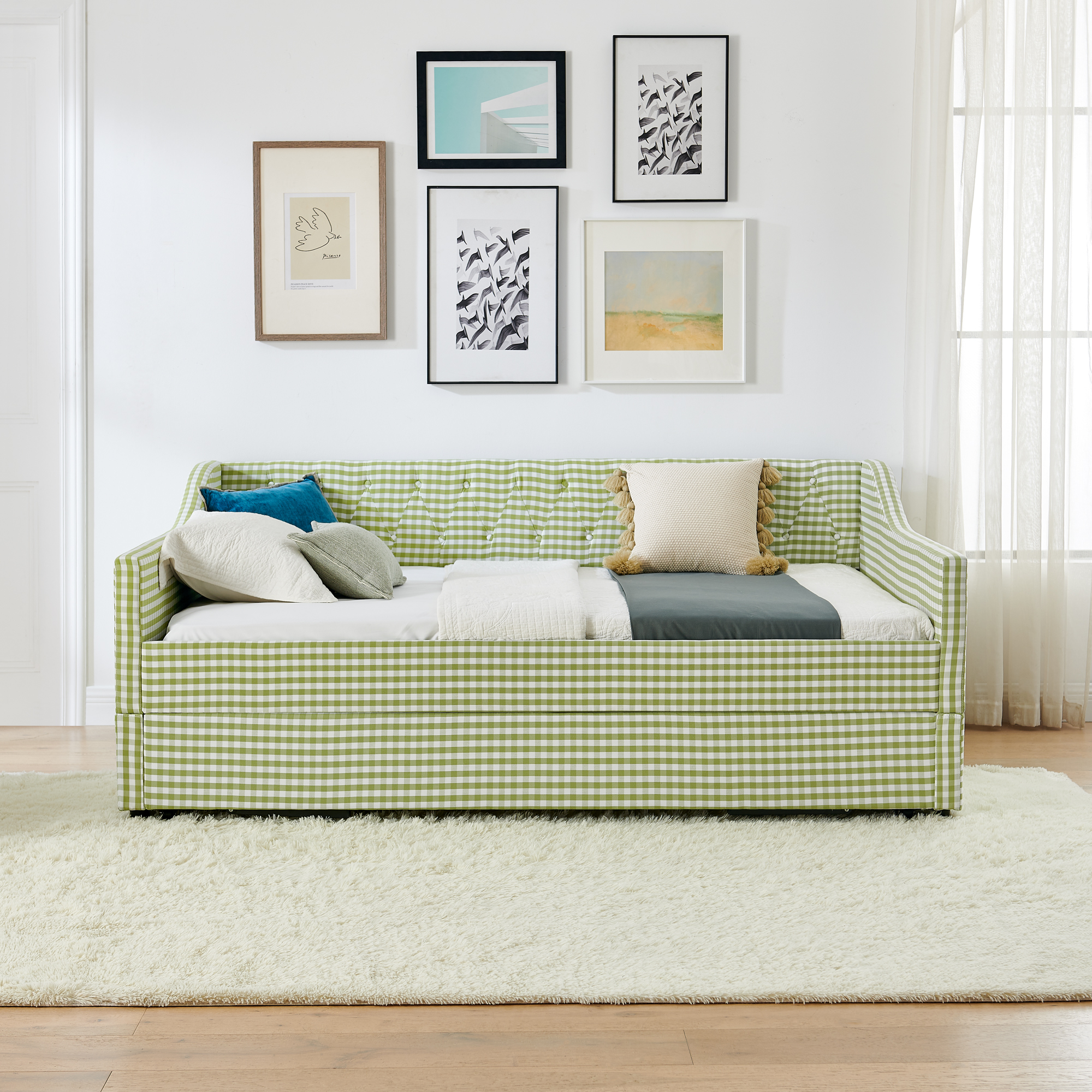 Full‑Size Upholstered Convertible Daybed