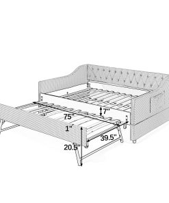 Full‑Size Upholstered Convertible Daybed