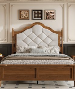 Queen Size Bed Frame With Upholstered Headboard