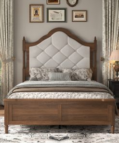 Full Size Bed Frame With Upholstered Headboard