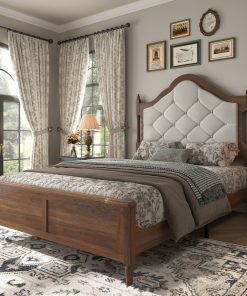 Full Size Bed Frame With Upholstered Headboard