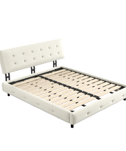 Chenille Queen Size Platform Bed