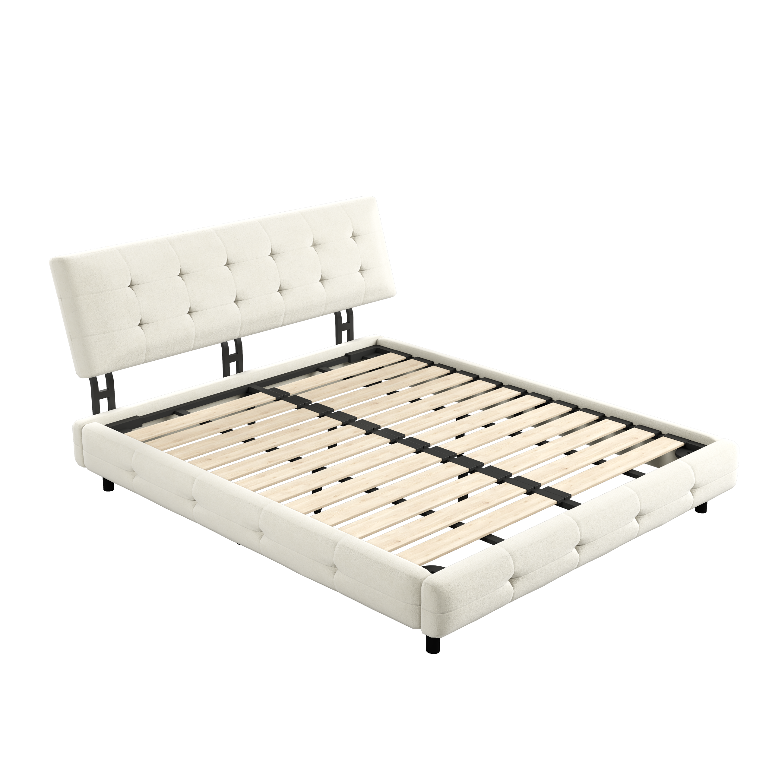 Chenille Queen Size Platform Bed