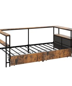 Twin Size Metal Platform Bed Frames with Storage Drawers