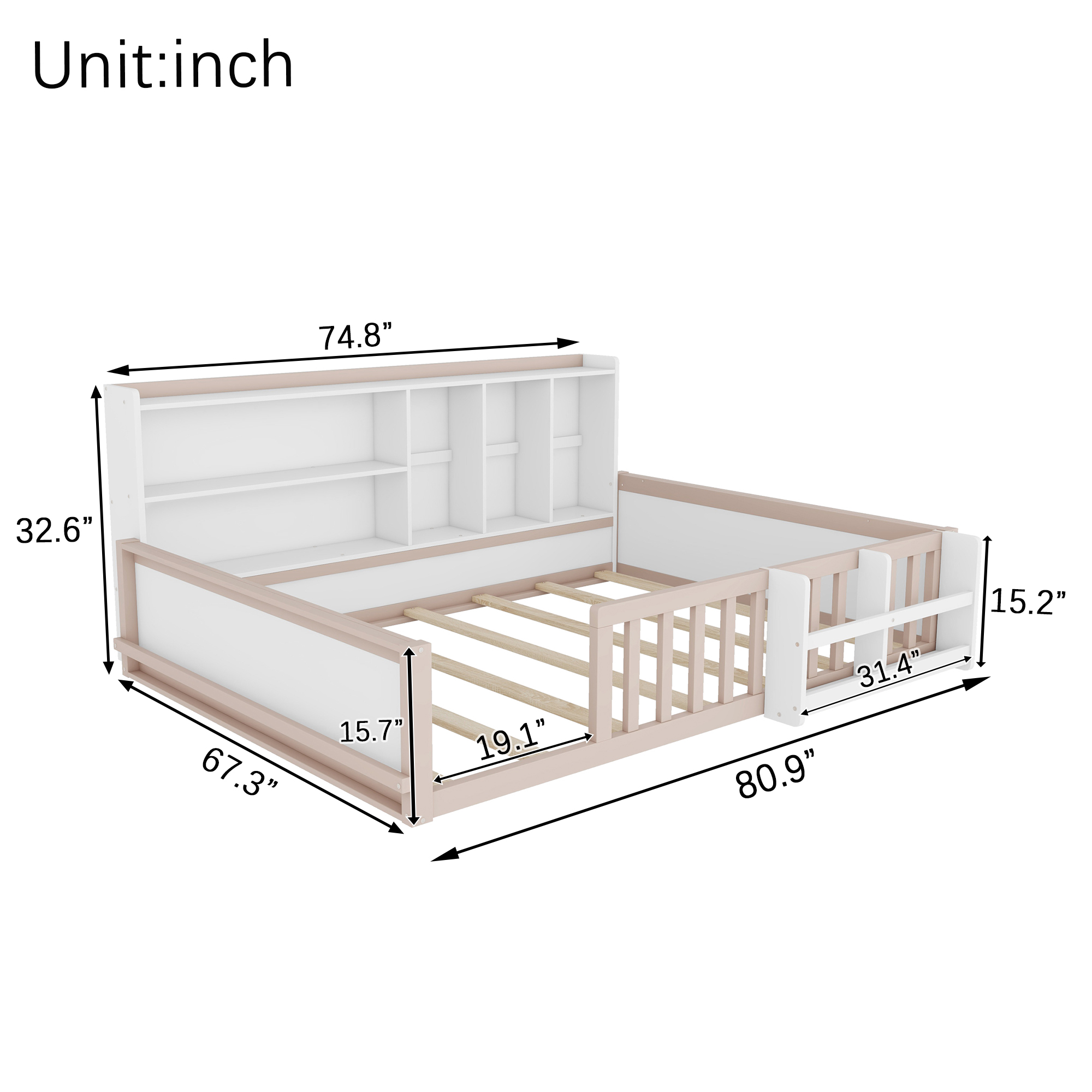 Full Size Kids Wooden Platform Bed
