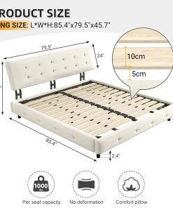 Chenille King Size Platform Bed