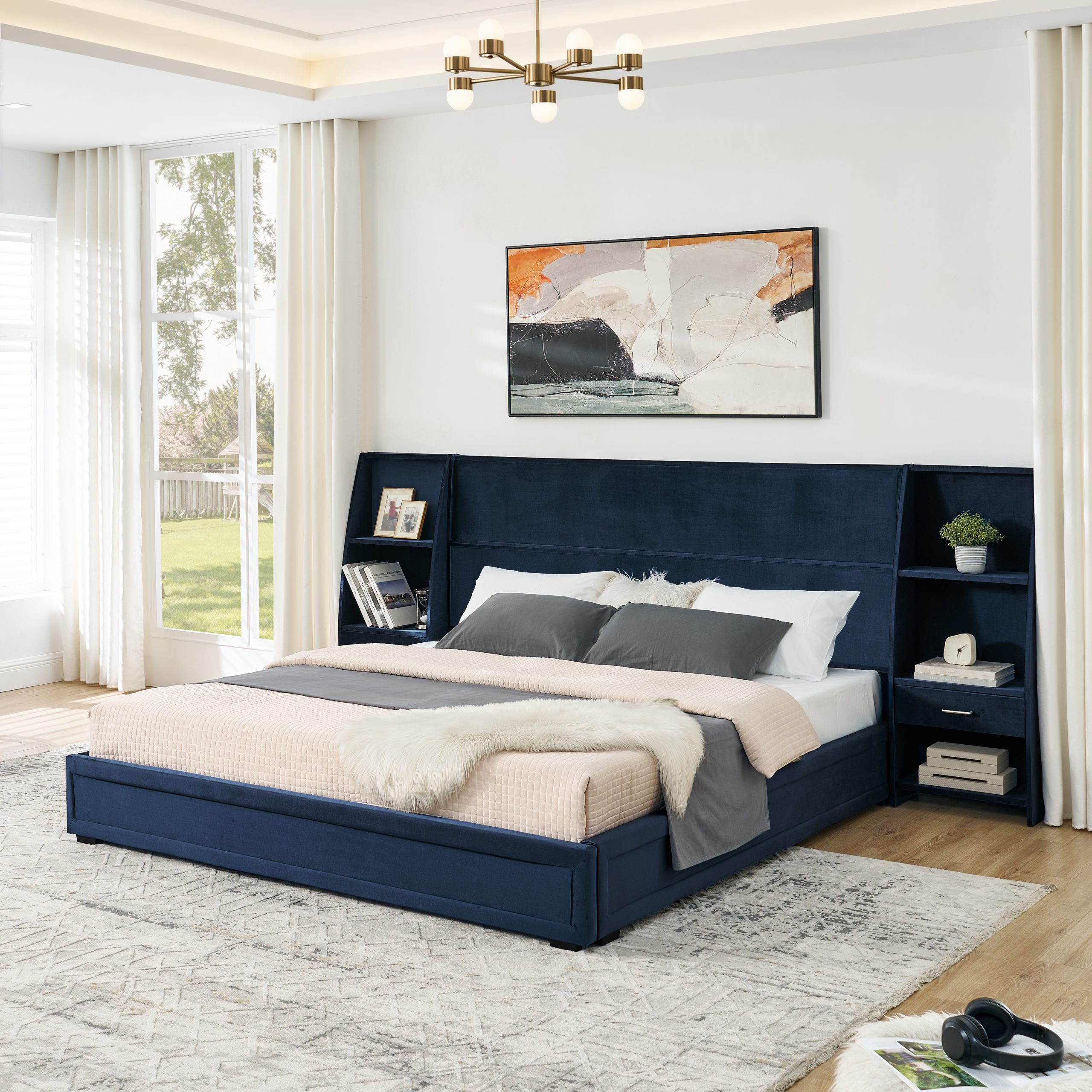 King Size Modern Storage Platform Bed Frame