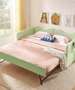 Gingham Upholstered Twin Size Daybed