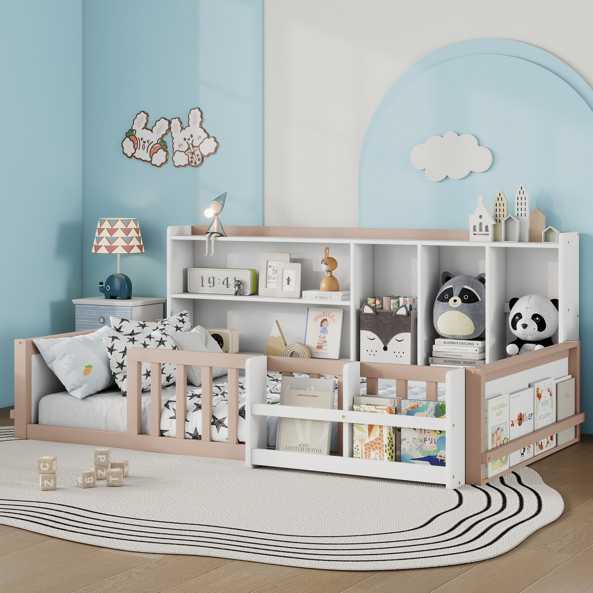 Twin Size Kids Wooden Platform Bed
