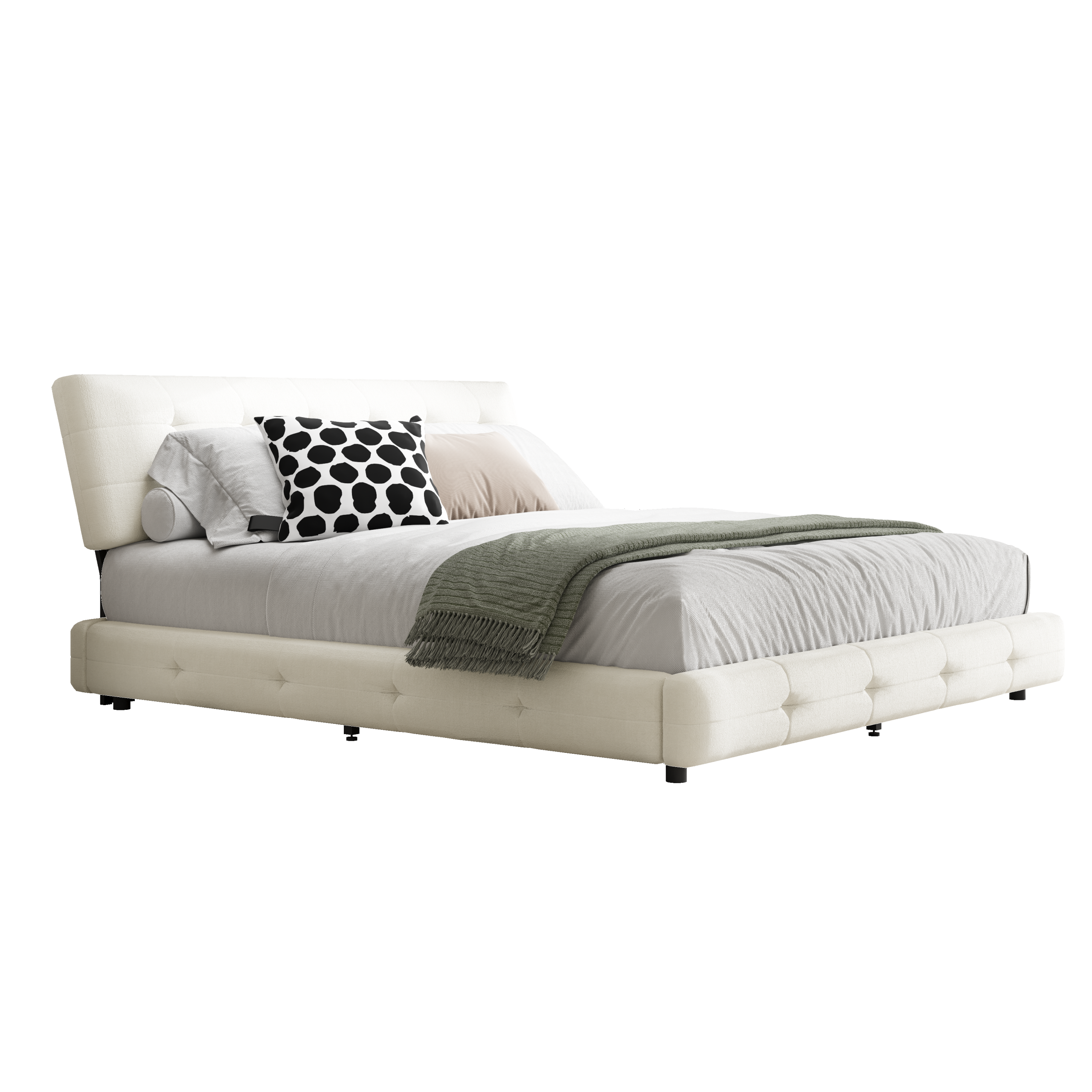 Chenille King Size Platform Bed