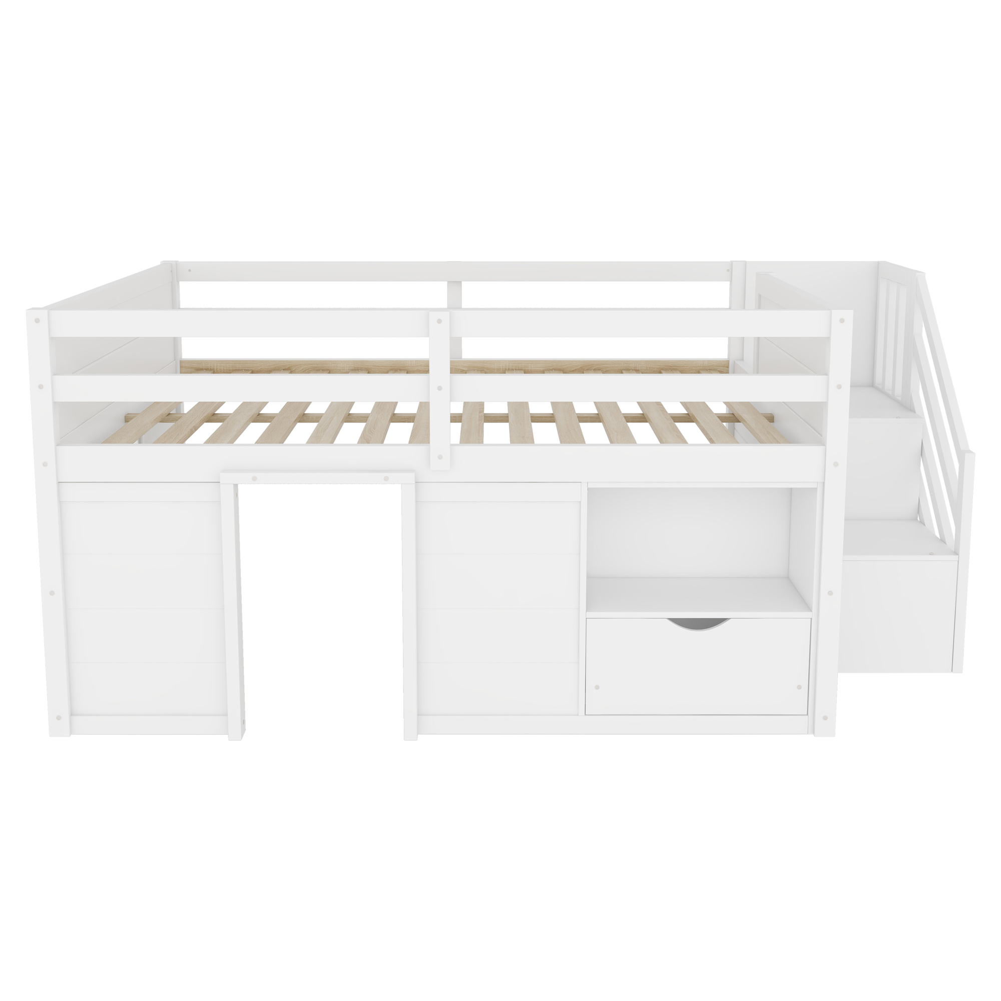 Full Size Solid Wood Low Loft Bed Frame