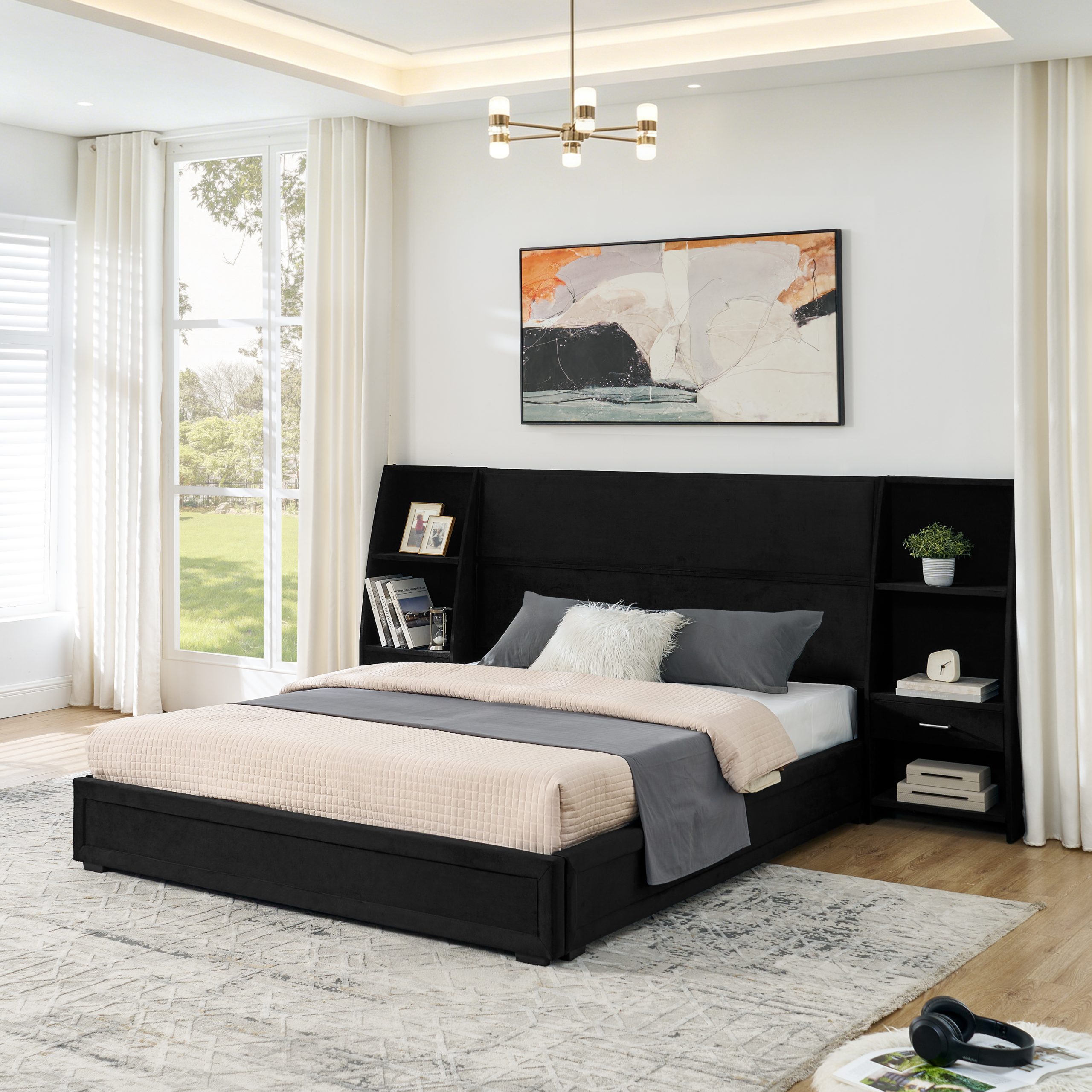 Queen Size Modern Storage Platform Bed Frame