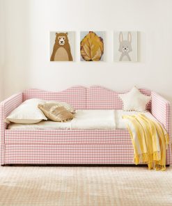 Gingham Upholstered Full Size Daybed