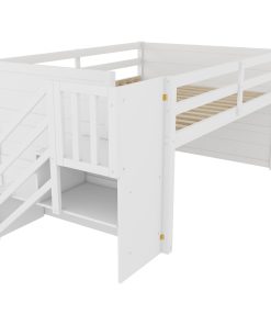 Full Size Solid Wood Low Loft Bed Frame