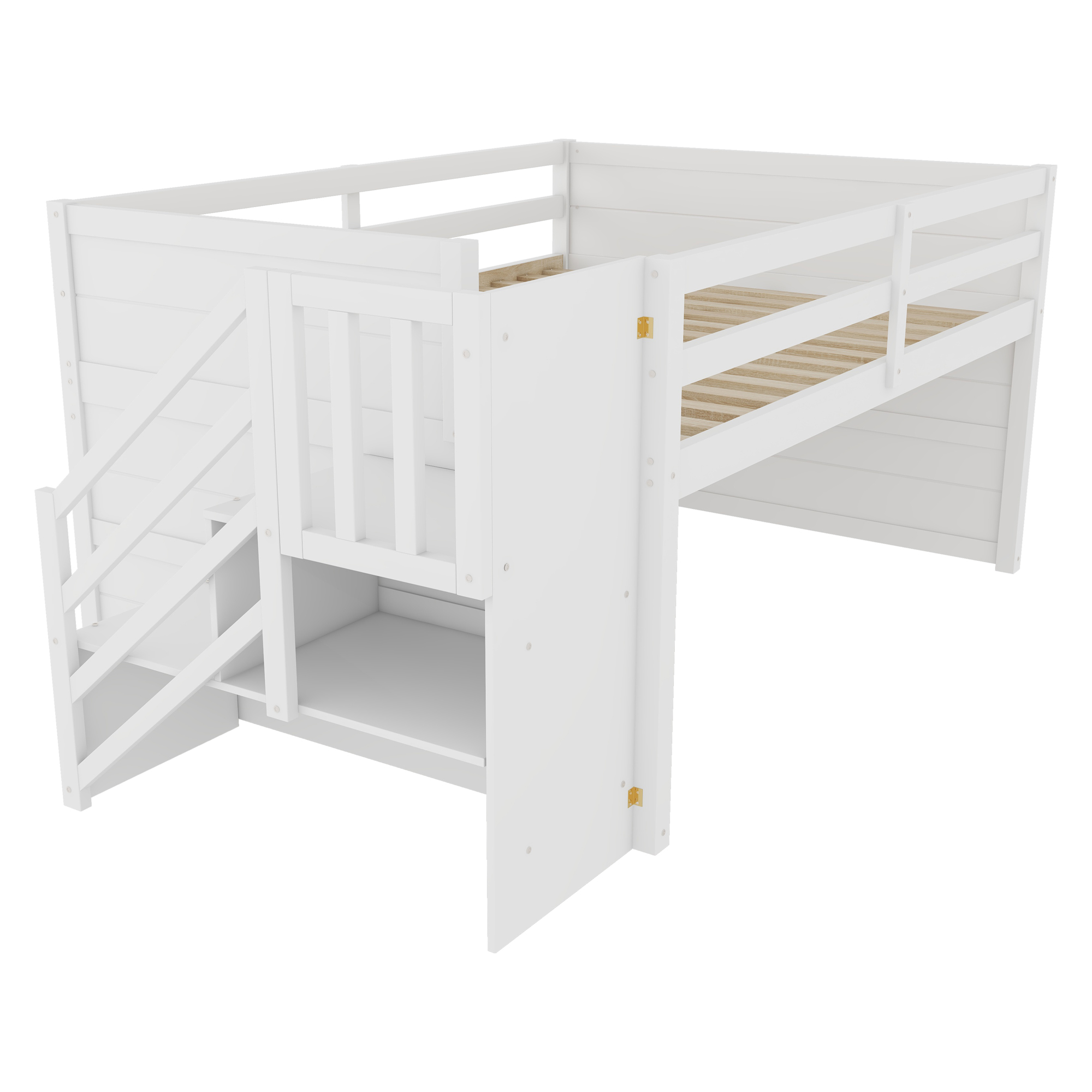 Full Size Solid Wood Low Loft Bed Frame