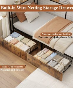 Twin Size Metal Platform Bed Frames with Storage Drawers