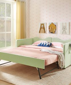 Gingham Upholstered Twin Size Daybed
