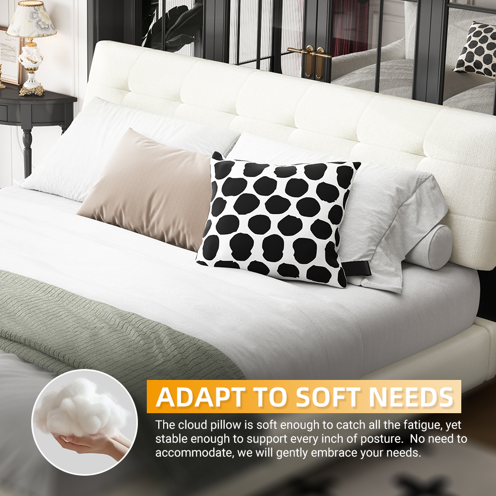 Chenille King Size Platform Bed