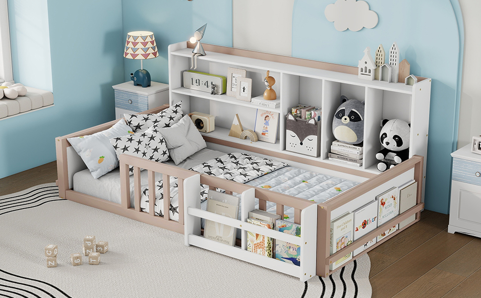 Twin Size Kids Wooden Platform Bed