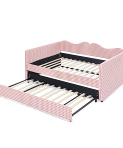 Gingham Upholstered Full Size Daybed