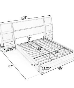 Queen Size Modern Storage Platform Bed Frame