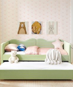 Gingham Upholstered Twin Size Daybed