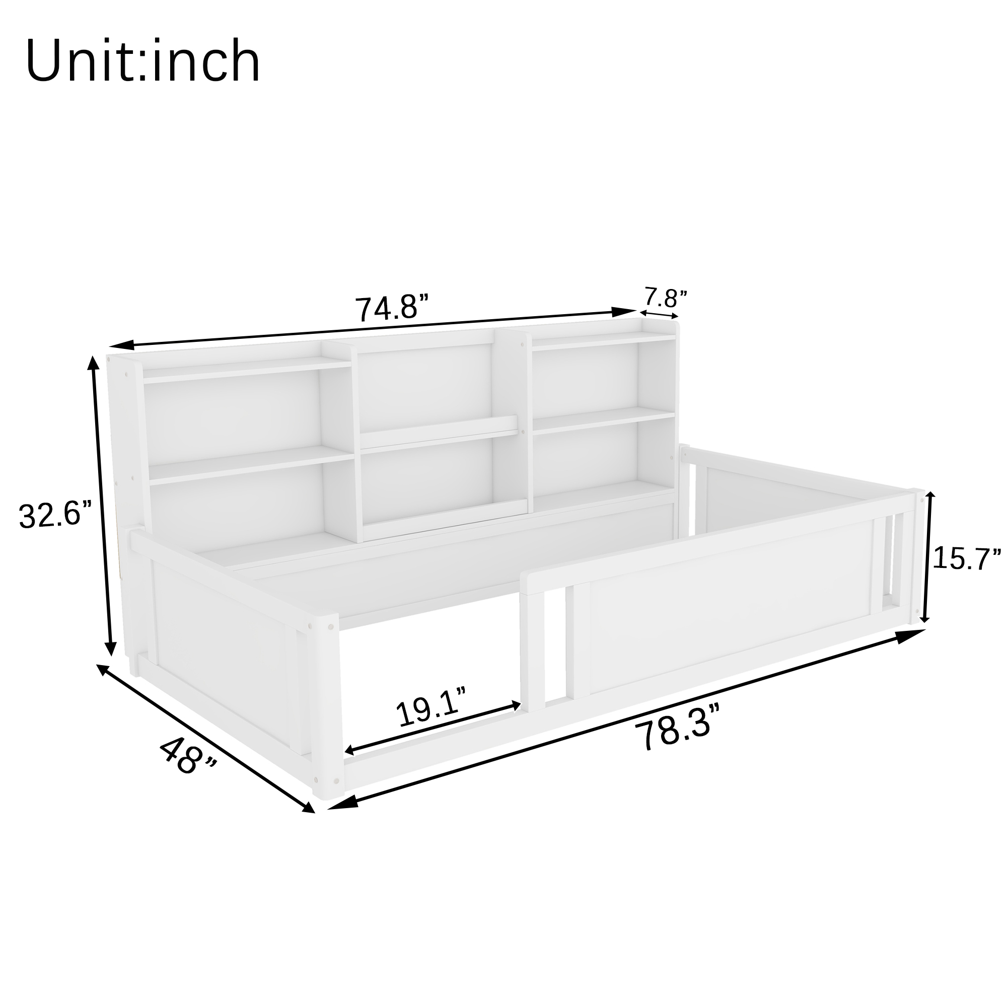 Twin Size Kids Wood Platform Bed