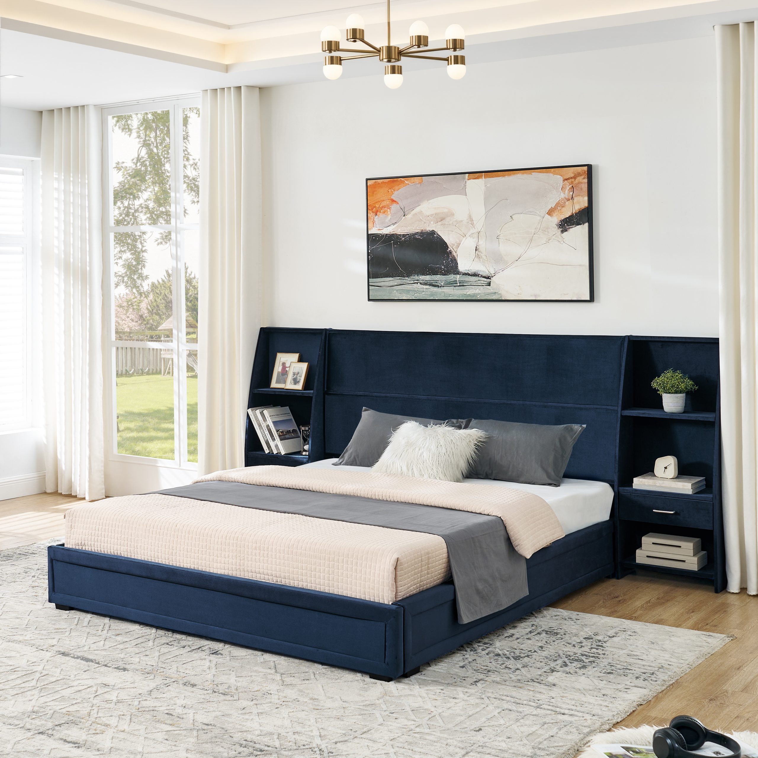Queen Size Modern Storage Platform Bed Frame