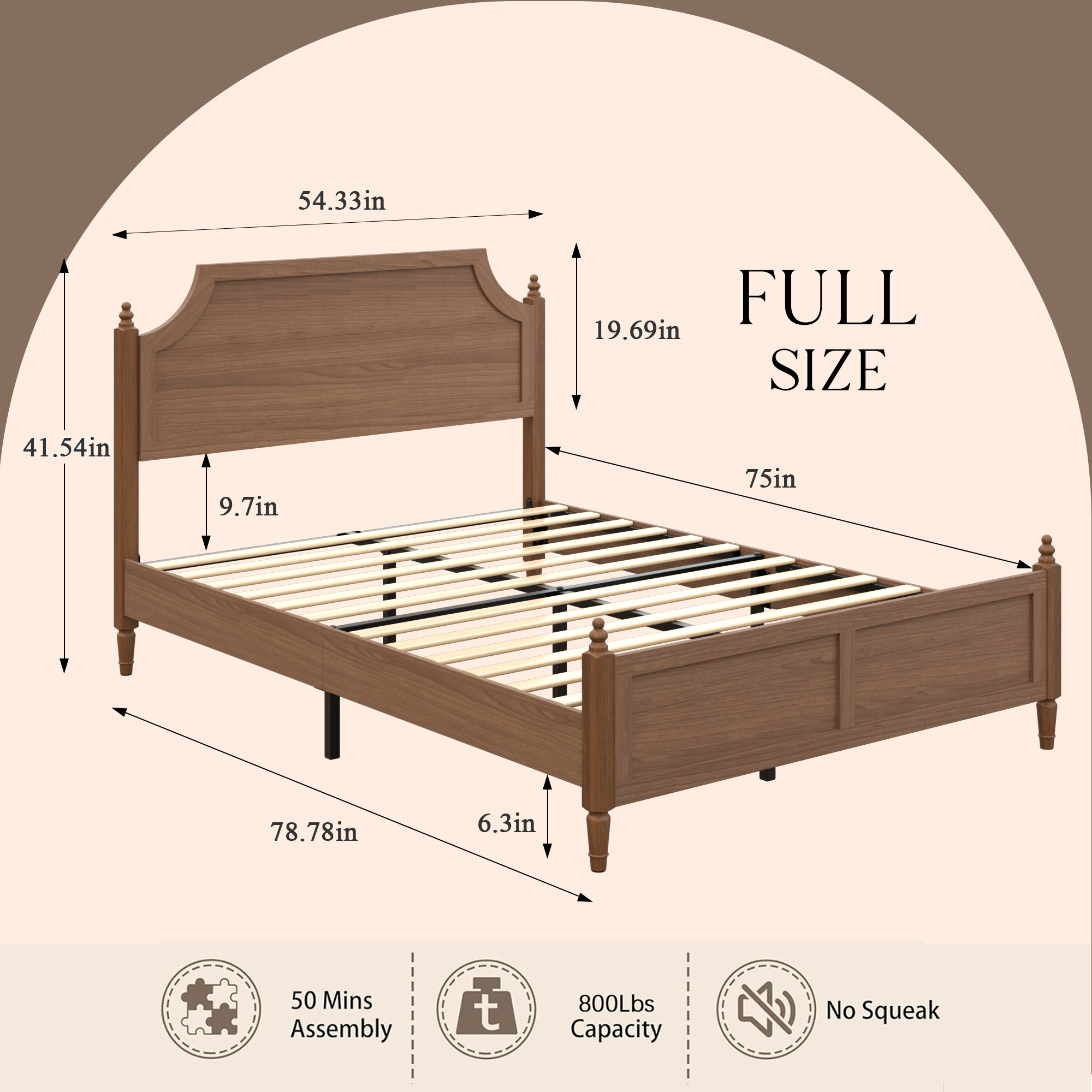 Modern Farmhouse Bed, Full Size