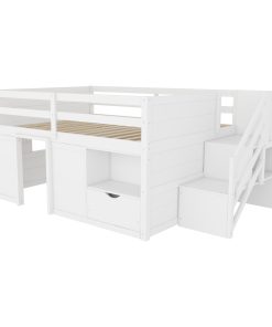Full Size Solid Wood Low Loft Bed Frame
