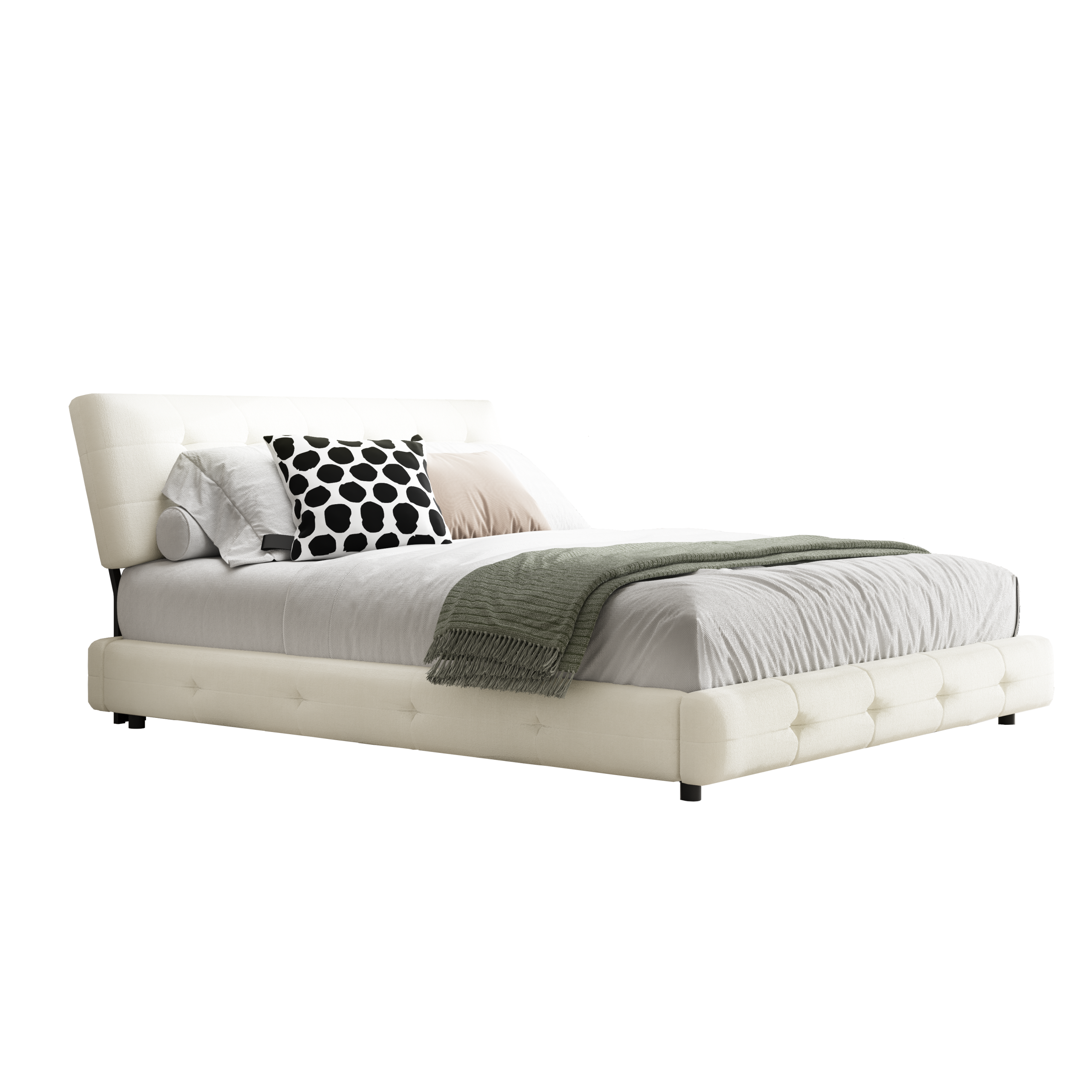 Chenille Queen Size Platform Bed