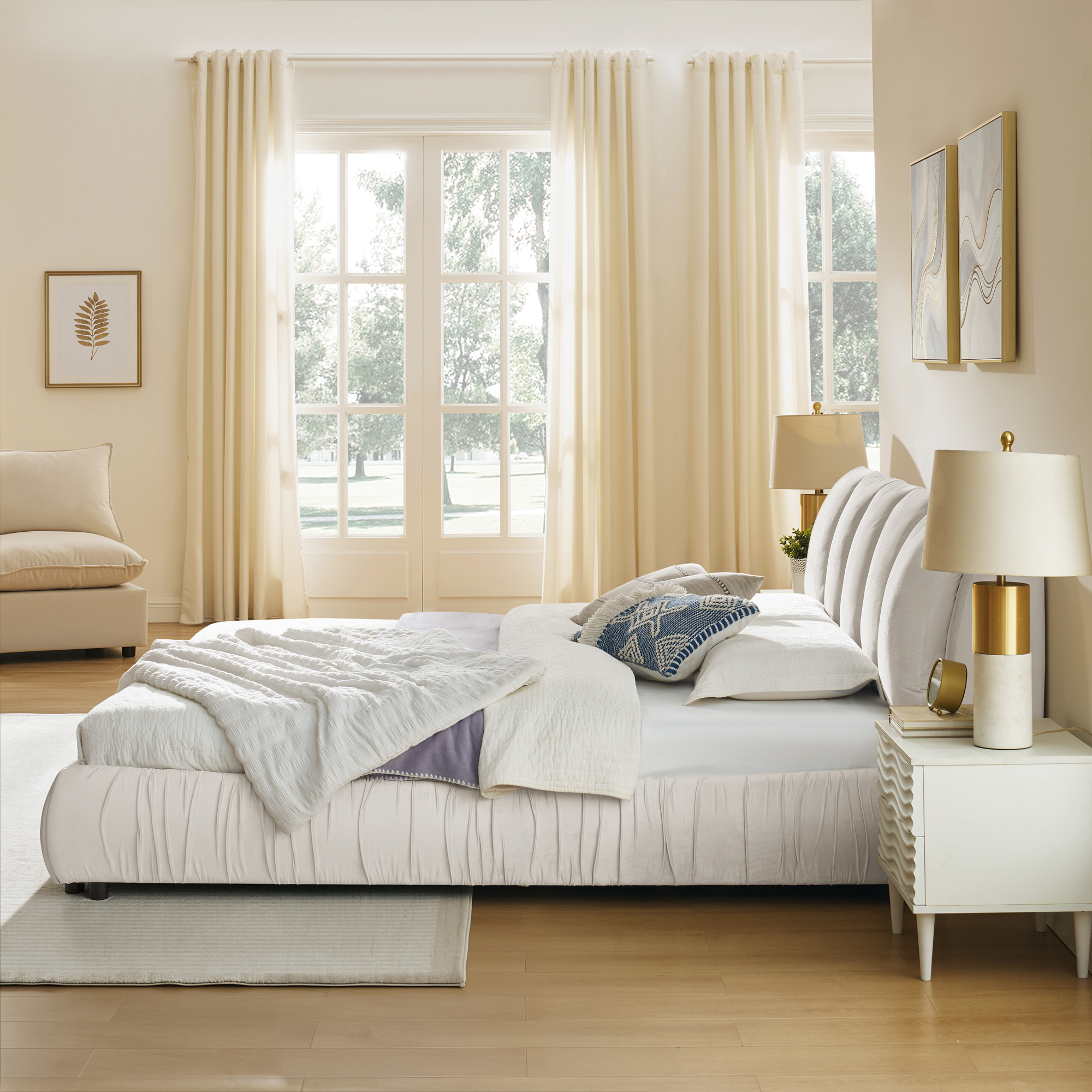 Minimalist Style King Size Upholstered Bed Frame