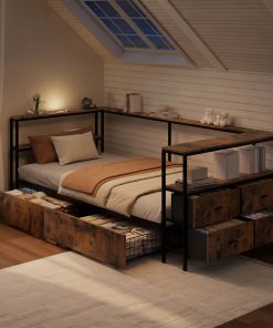 Twin Size Metal Platform Bed Frames with Storage Drawers