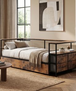 Twin Size Metal Platform Bed Frames with Storage Drawers