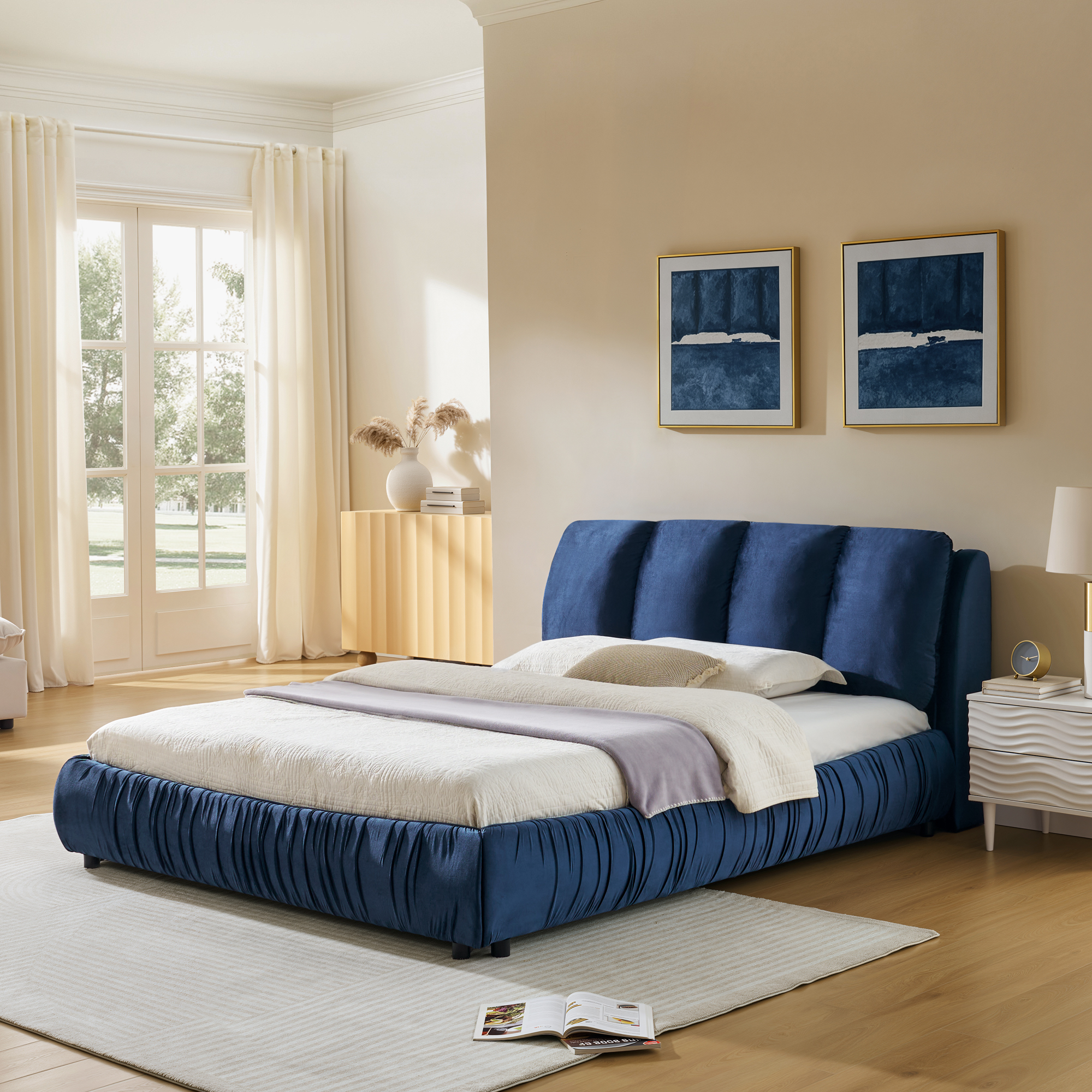 Minimalist Style Queen Size Upholstered Bed Frame