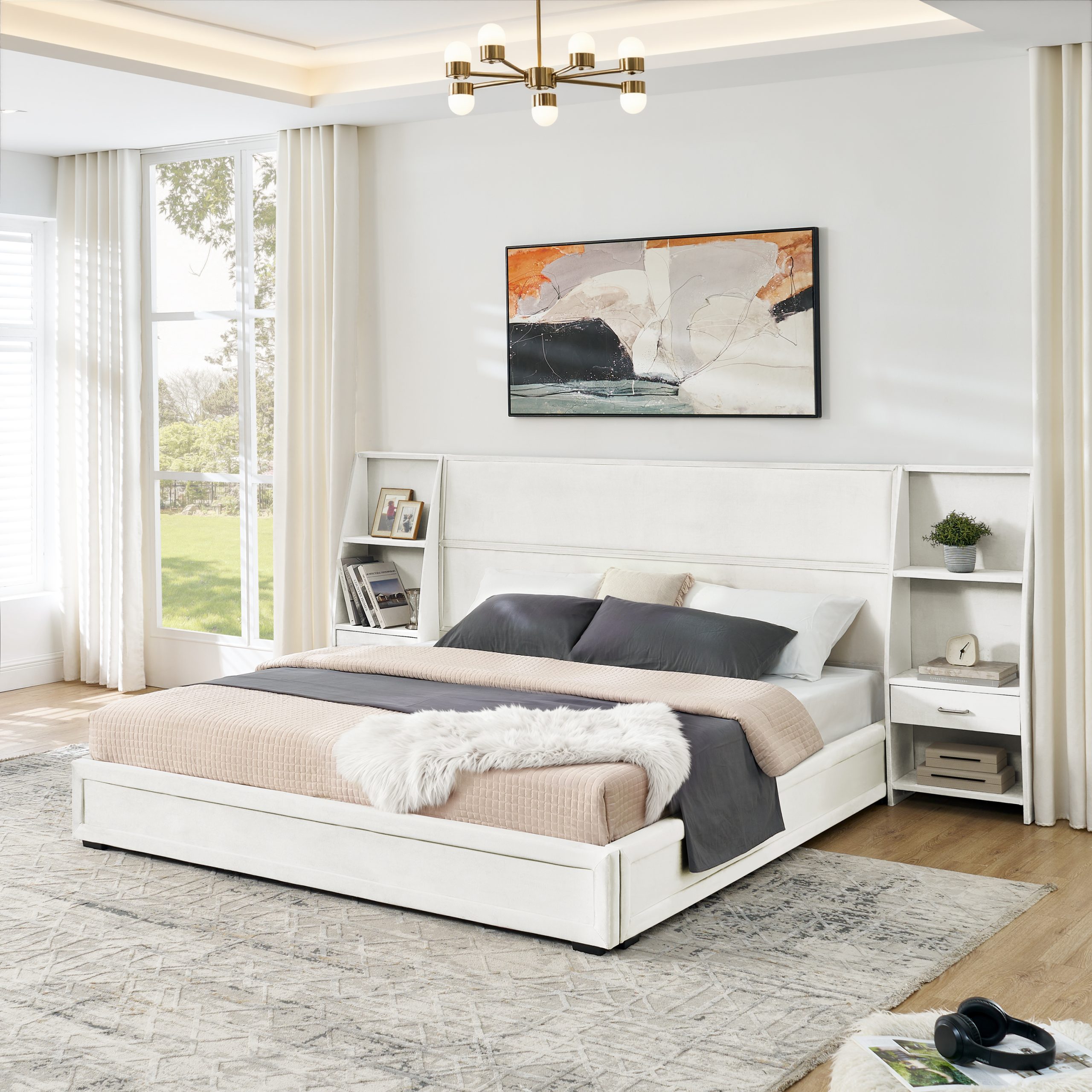 King Size Modern Storage Platform Bed Frame